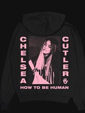 Chelsea Cutler | How To Be Human Tour Black & Light Pink Puff Print Hoodie
